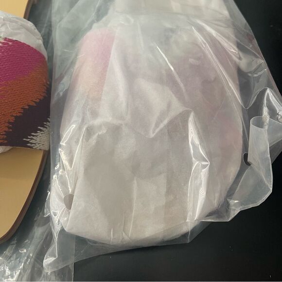 LOFT NIB Ikat Slide Sandals, women’s size 11, pink/orange print - Picture 14 of 14